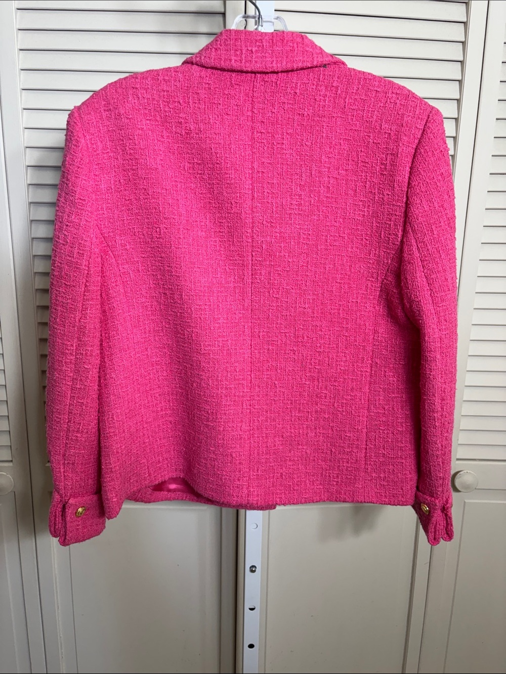 NWT Zara Bright Pink Tweed Blazer with Gold Buttons Small - Picture 8 of 12